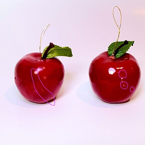 4 Vintage Shiny Red Apple Christmas Ornaments Holiday Country Orchard Teacher - Picture 8 of 8